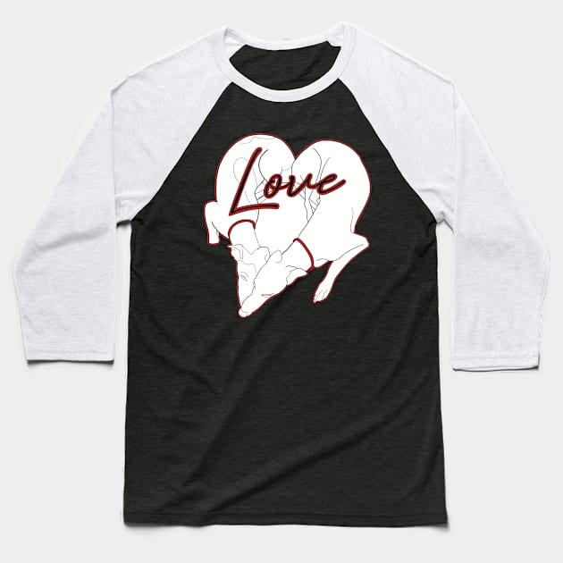 Adorable Greyhound dog design shaped in a heart with the word love inside, with red details Baseball T-Shirt by This Iggy Life